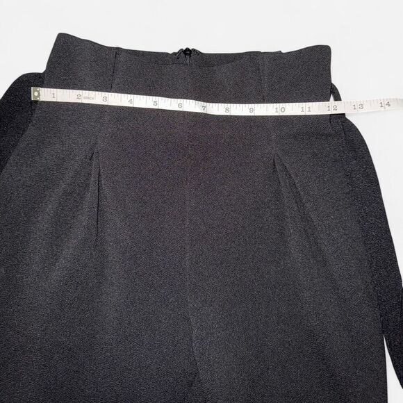 Black Paper Bag High-Waisted Ankle Trouser Dress Pants - Picture 4 of 8